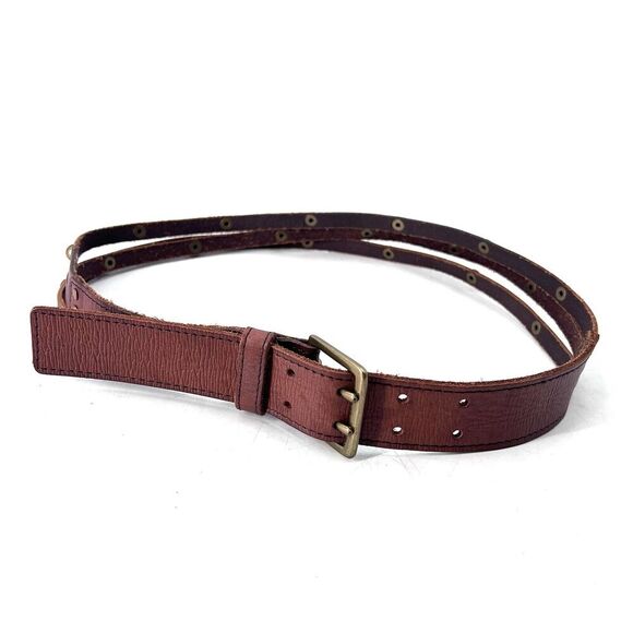 Vintage GAP Brown Leather 1.25" Wide Boho Studded Belt Womens Small - Picture 3 of 7